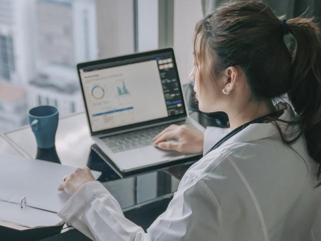 Woman working on a laptop 