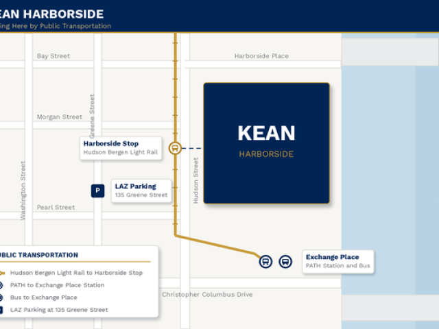 Map of Kean Harborside Public Transit
