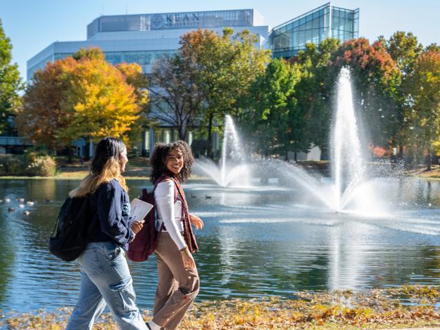 Kean Students near STEM Building