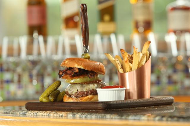 burger from on campus restuarant