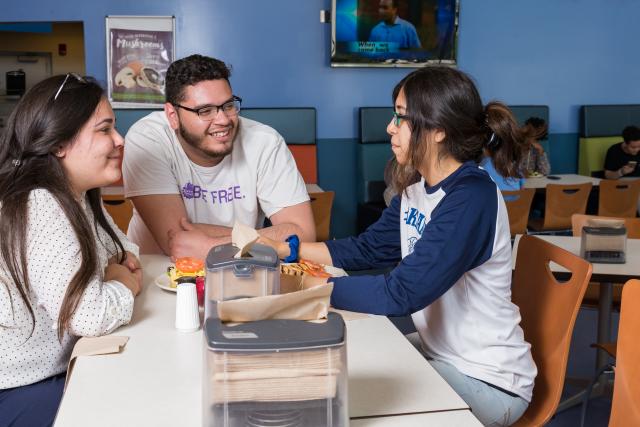 Students eating in the residence hall cafeteria