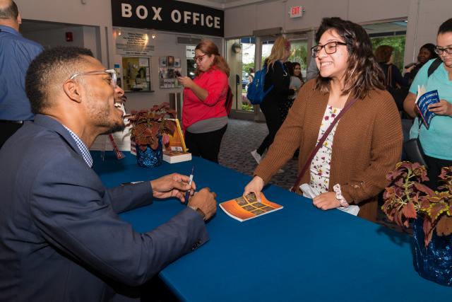 Terrance Hayes signed copies of his poetry collections at the Convocation.