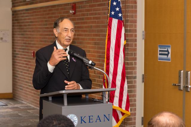 University President Dawood Farahi speaks at the Kean 9/11 Remembrance ceremony.