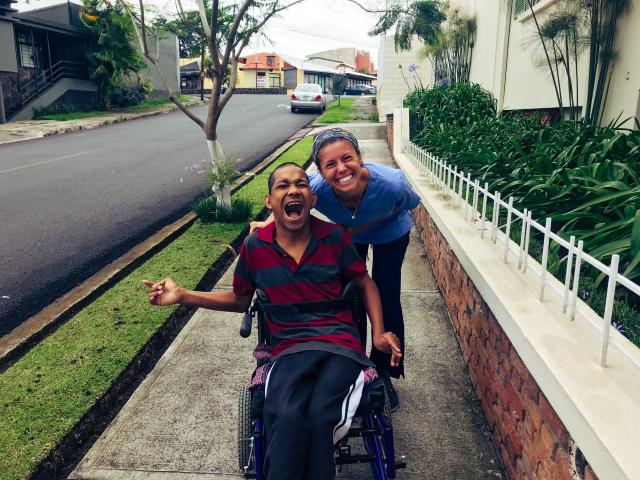 A Kean occupational therapy student works with a client in Costa Rica.