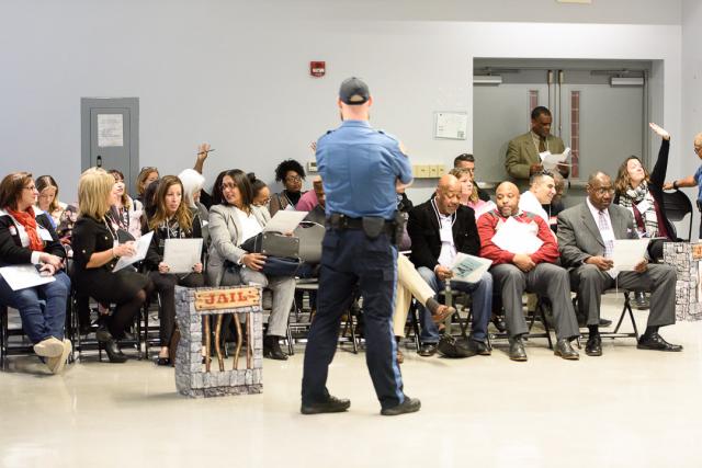 Criminal justice professionals took part in a simulation at Kean University.