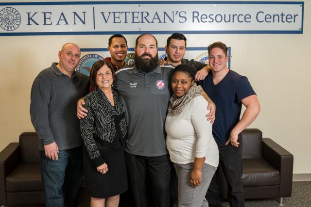 Kean director of Veteran Student Services poses in the Veterans Resource Center