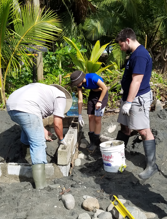 Kean students work at a turtle nesting spot in Costa Rica.