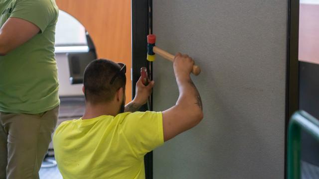 Workers begin the first stage of renovations at Miron Student Center