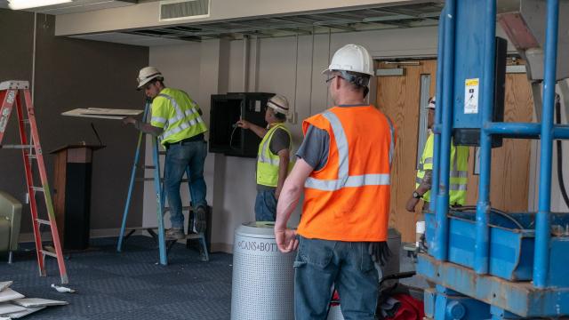 Workers are beginning renovations at Miron Student Center