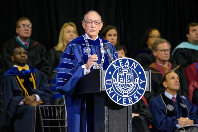 Kean President Dawood Farahi, Ph.D., speaks at Undergraduate Commencement.