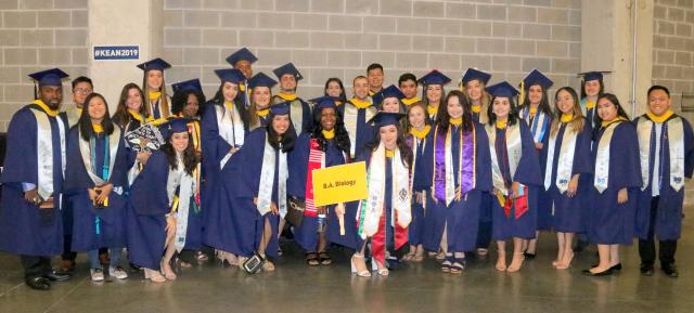 Photo of B.A. in Biology students about to graduate