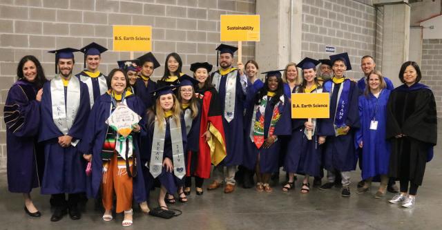 Photo of School of Environmental and Sustainability Science students about to graduate