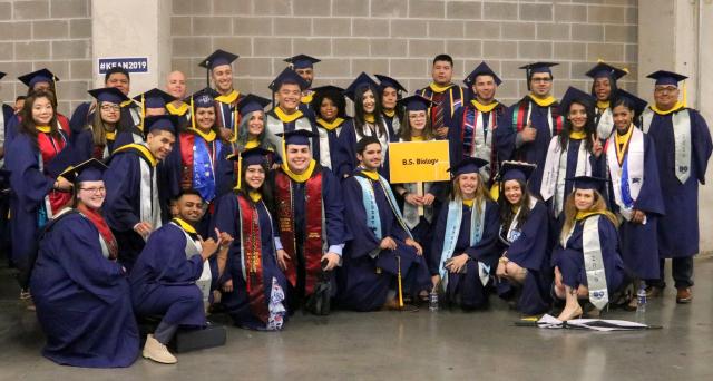 Photo of B.S. in Biology students about to graduate