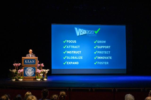 Kean University President Dawood Farahi, Ph.D., spoke about the Vision 2020 accomplishments in his Opening Day Address.