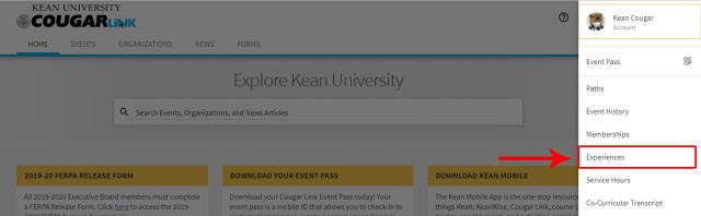 Cougar Climb user menu