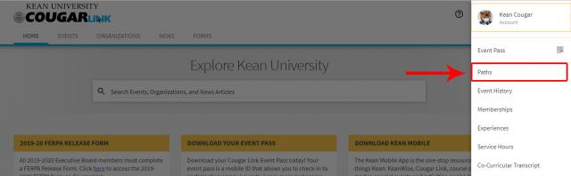 Web user screen view for path selection