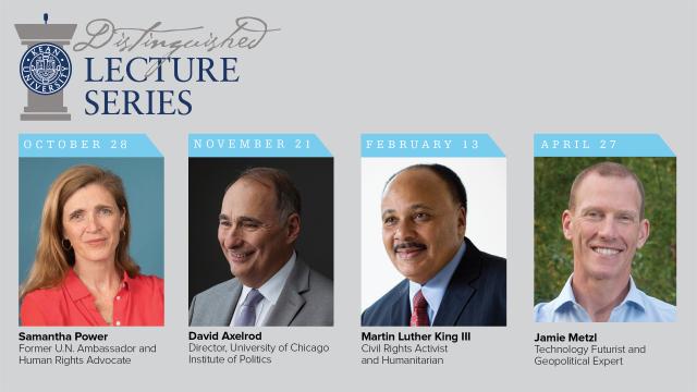 (L-R) Samantha Power, David Axelrod, Martin Luther King III, and Jamie Metzl