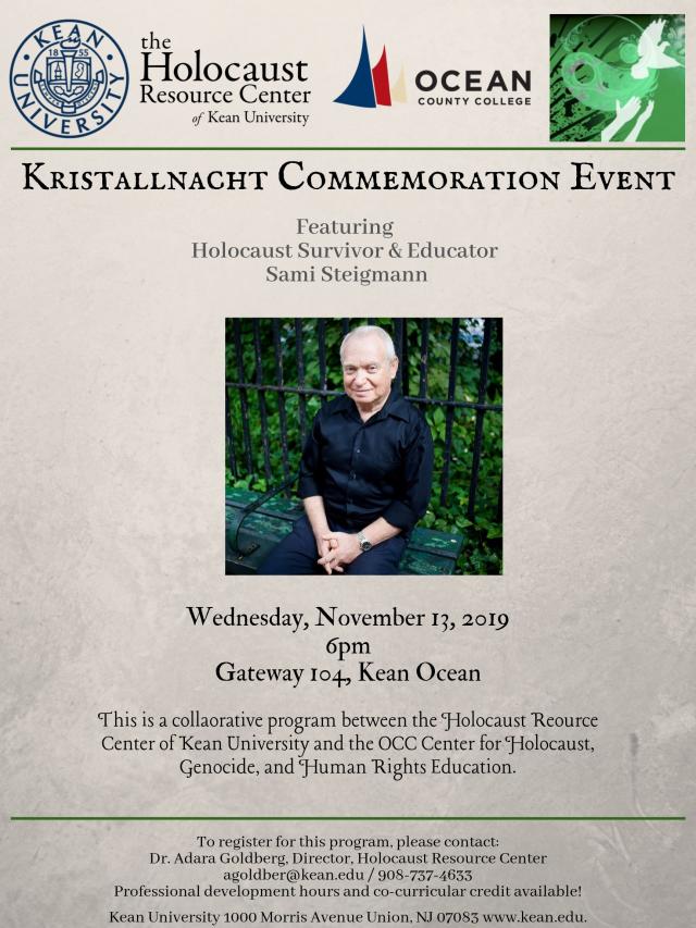 Join us on November 23rd to hear Holocaust survivor Sami Steigmann speak about his experiences