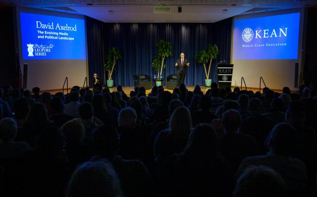 David Axelrod full auditorium for Distinguished Lecture