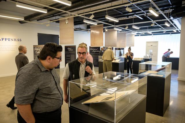 Guests Looking At Collection Material in Liberty Hall Academic Center Gallery 