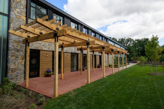 This is an image of the patio at Liberty Hall Academic Center 