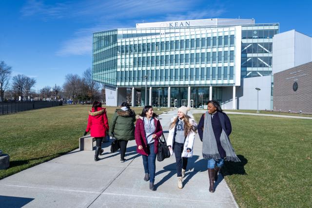 Kean students exit STEM in winter attire