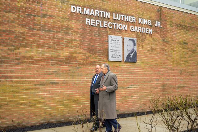 MLK3 and Kean Pres. Dawood Farahi tour the MLK Reflection Garden at Kean