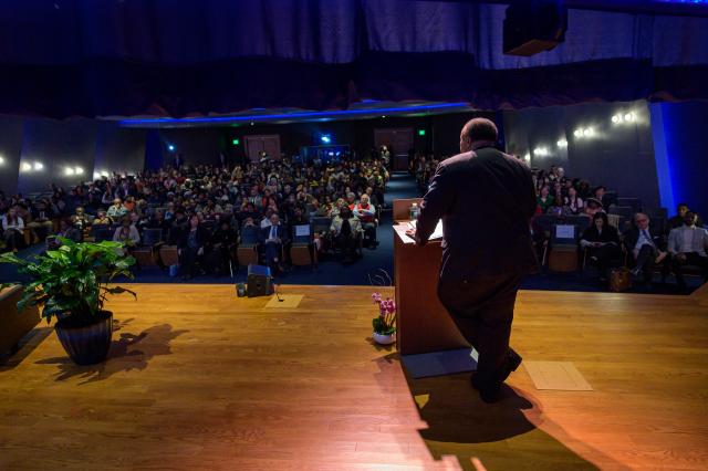 A packed house at NAAB auditorium for the Distinguished Lecture by MLK3