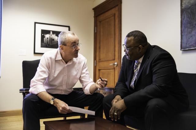 Gov. Phil Murphy works with Repollet after he nominated him for the role of commissioner of the N.J. Department of Education in January, 2018.