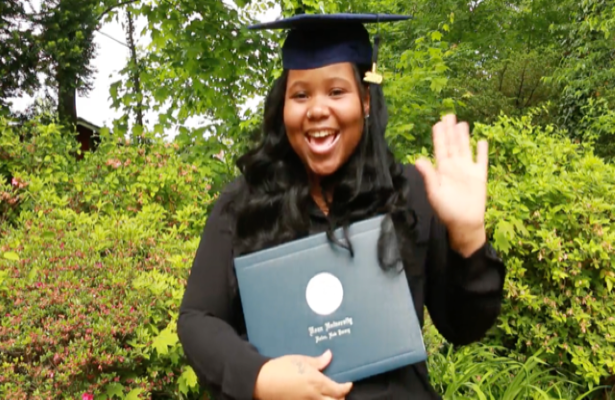 kean grad 2020 girl waving