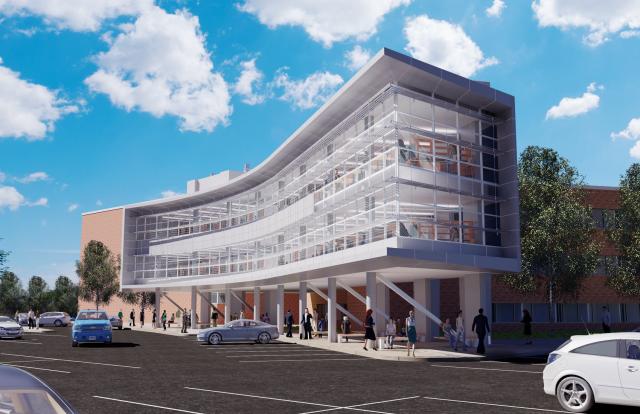 A rendering of the Hennings Research addition to Kean University's science building