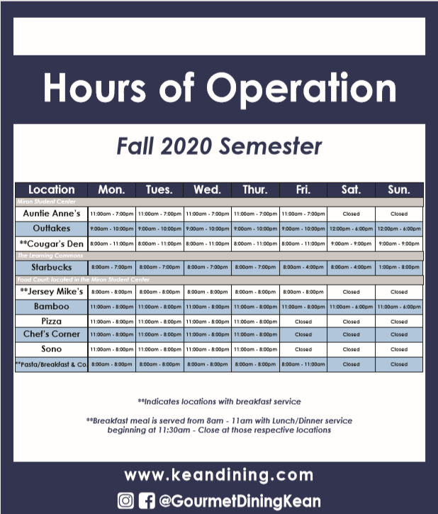 Dining Hours of Operation