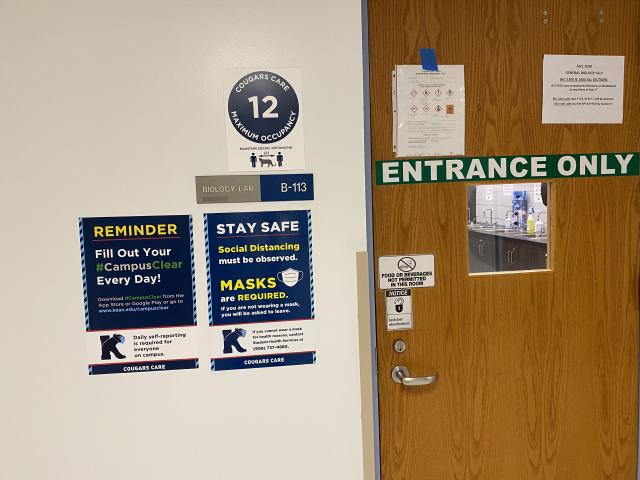 Photo of Science Lab entrances and notices