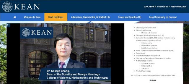 Photo of Screen Capture of Dean George Change Fall 2020 College Virtual Open House page