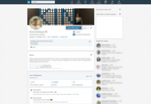 LinkedIn Add Profile Section