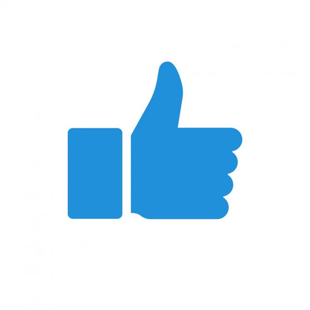 A blue thumbs up