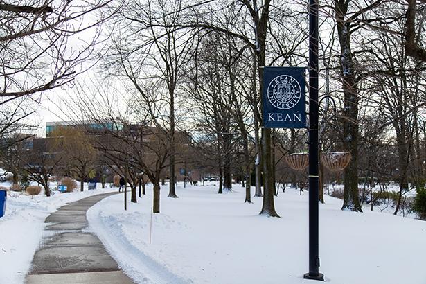 A path though Kean's snow-covered Union campus