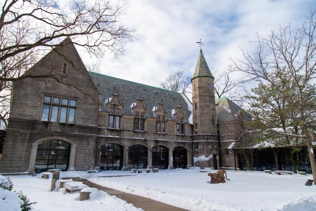 Kean Hall on Kean University's Union campus, in the snow