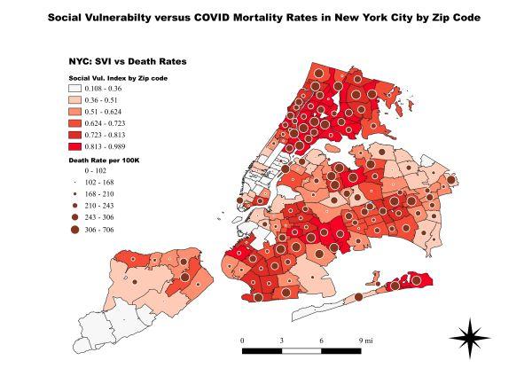 Kean research shows Covid deaths and social vulnerability factors in New York City