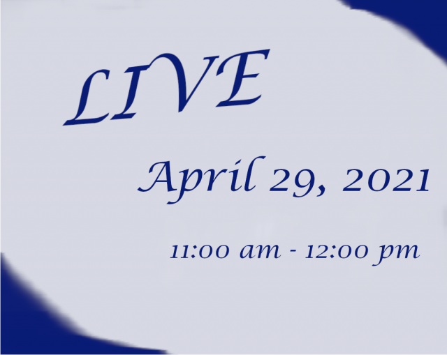 Text announcing Virtual Fair taking place LIVE April 29th 2021 from 11am to 12 pm