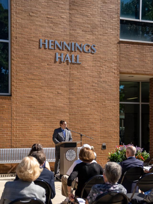 Hennings hall ceremony in dedication to Dorothy and George Hennings