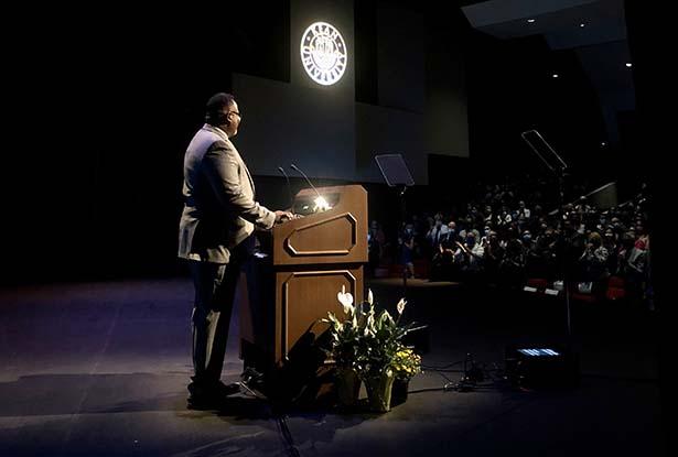 Kean President Lamont O. Repollet gives his Opening Day Address at Wilkins Theatre