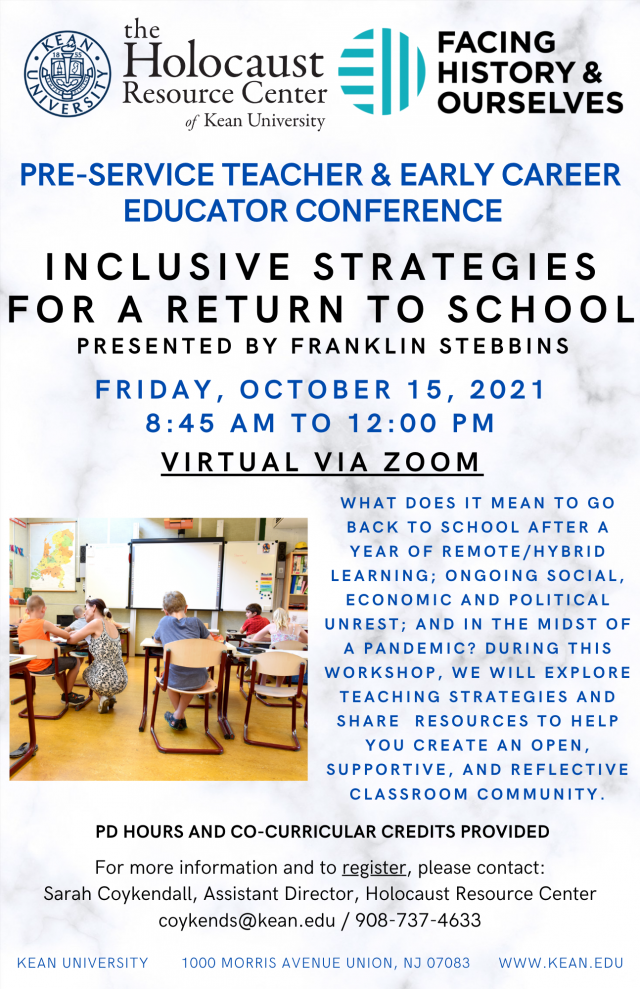 Pre-Service Teacher Conference Oct 2021 Inclusive Strategies for a Return to School Flyer