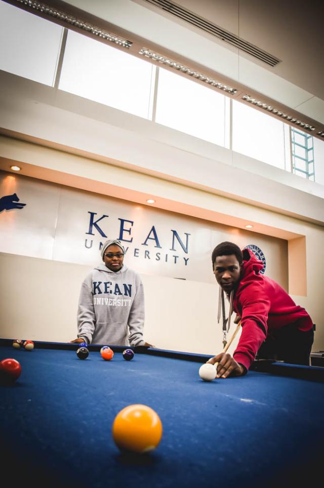 Kean students playing pool