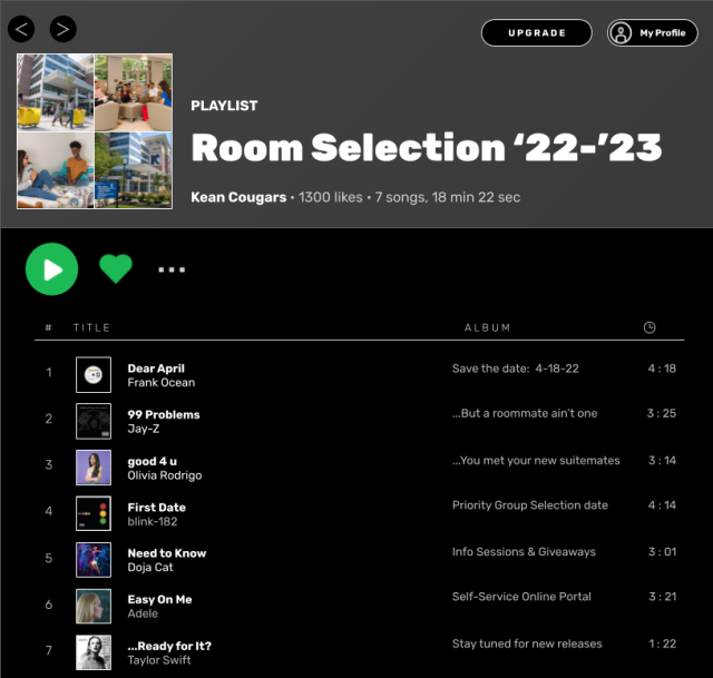 Room Selection Playlist