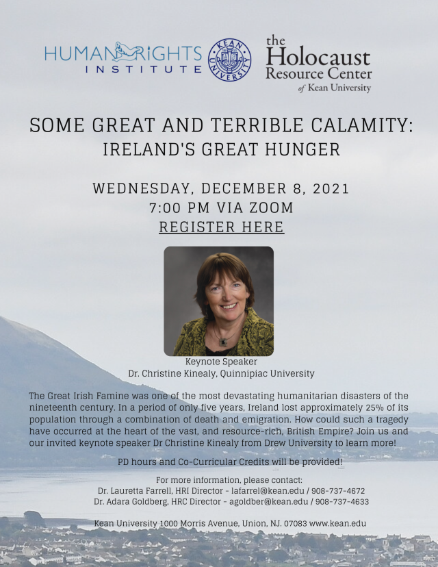 Some Great and Terrible Calamity Ireland's Great Hunger December 2021 Flyer