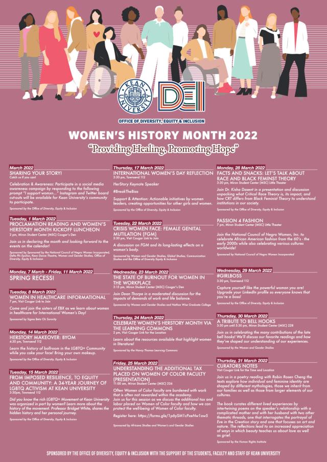 Women's History Month calendar of events