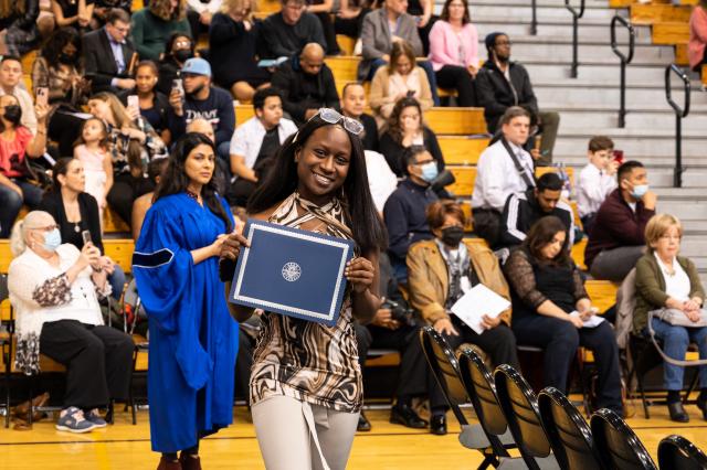 Student celebrating honors convocation