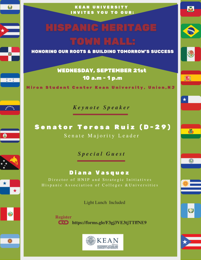 Event Flyer for Hispanic Heritage Town Hall on September 21