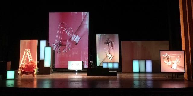 Large pictures of the Ornamental Hands are used in the stage set for the opera Le Magnifique